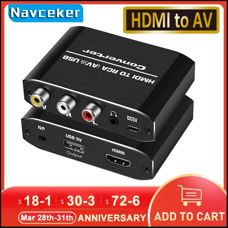 Navceker HDMI-RCA ȯ⿡ ȣȯ AV/CVSB L/R  ڽ HD 1080P 1920*1080 60Hz HDMI2AV  NTSC PAL  HDMIToAV